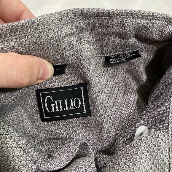 Vintage Gillio Button Up Long Sleeve Shirt Men’s Gray Fishscale Relaxed L - Picture 3 of 7